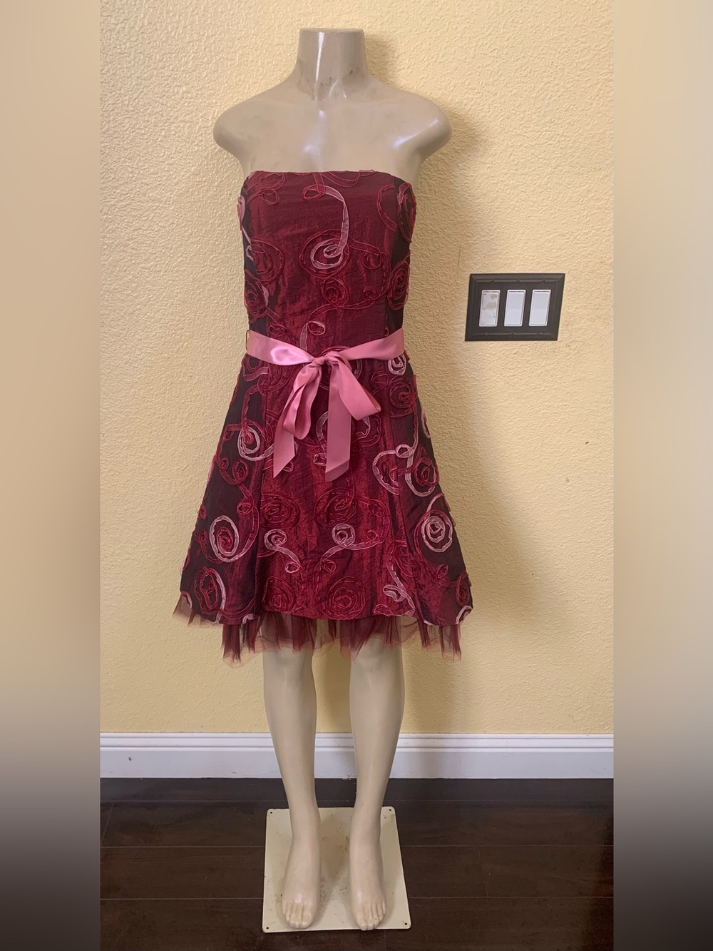 VTG Jessica McClintock Size 10 Strapless Knee Length Cocktail Dress